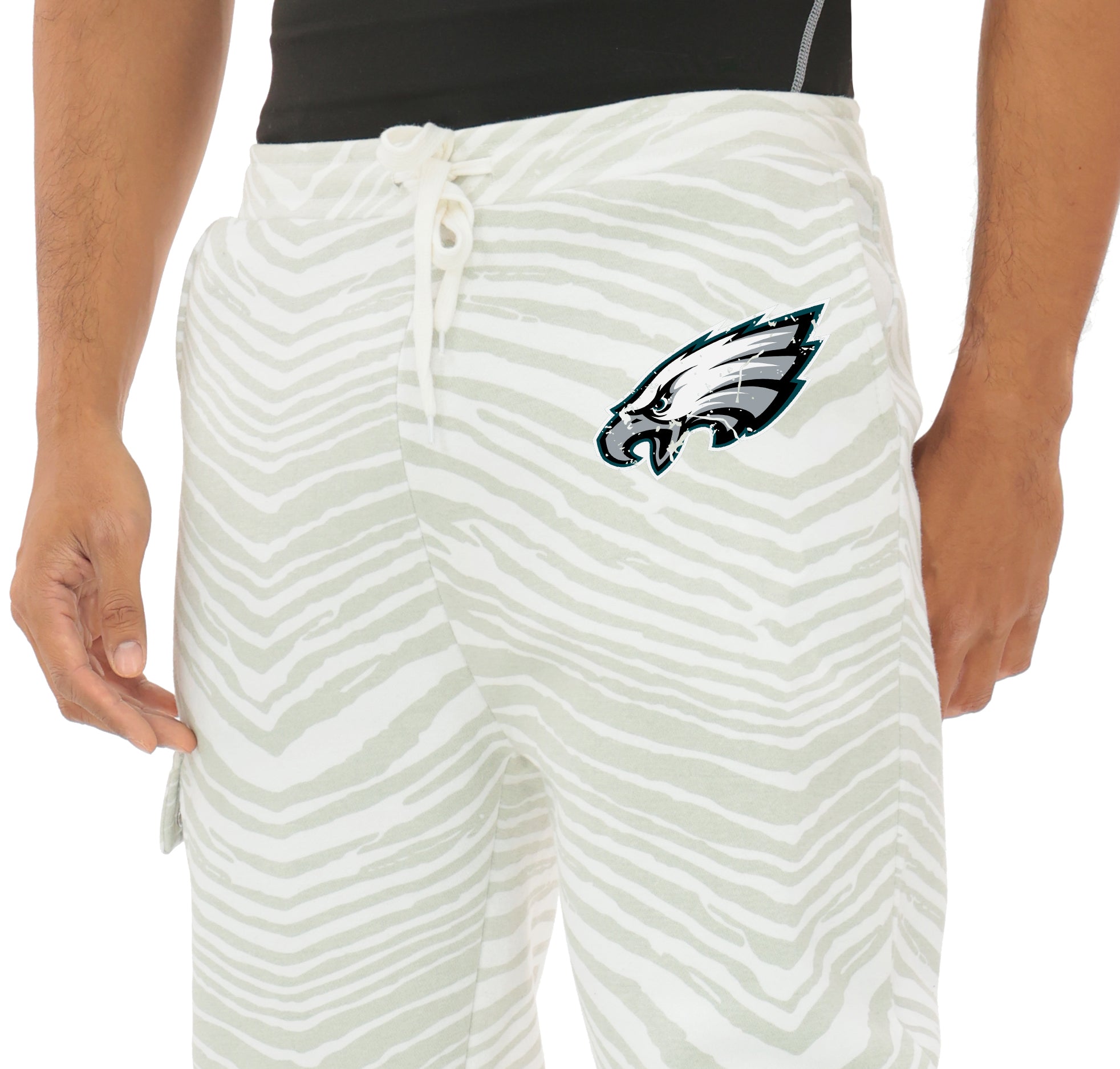 Zubaz NFL  UNISEX 90s Team Cargo Joggers - Zebra 2 Color, PHILADELPHIA EAGLES