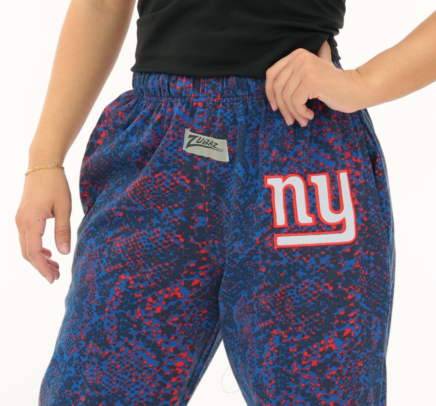 Zubaz NFL Adult Unisex for Men and Women Z88 Embroidered Post Pattern Pants, New York Giants