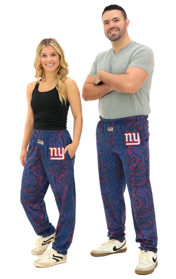 Zubaz NFL Adult Unisex Z88 Embroidered Post Pattern Pant, New York Giants, X-Small