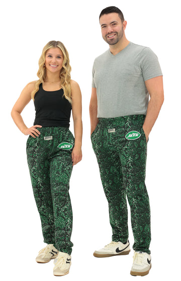 Zubaz NFL Adult Unisex Z88 Embroidered Post Pattern Pant, New York Jets, X-Small