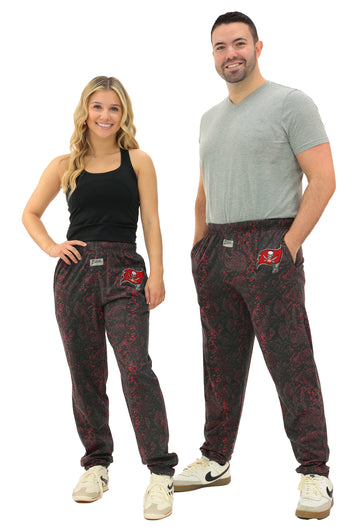 Zubaz NFL Adult Unisex Z88 Embroidered Post Pattern Pant, Tampa Bay Buccaneers, X-Small