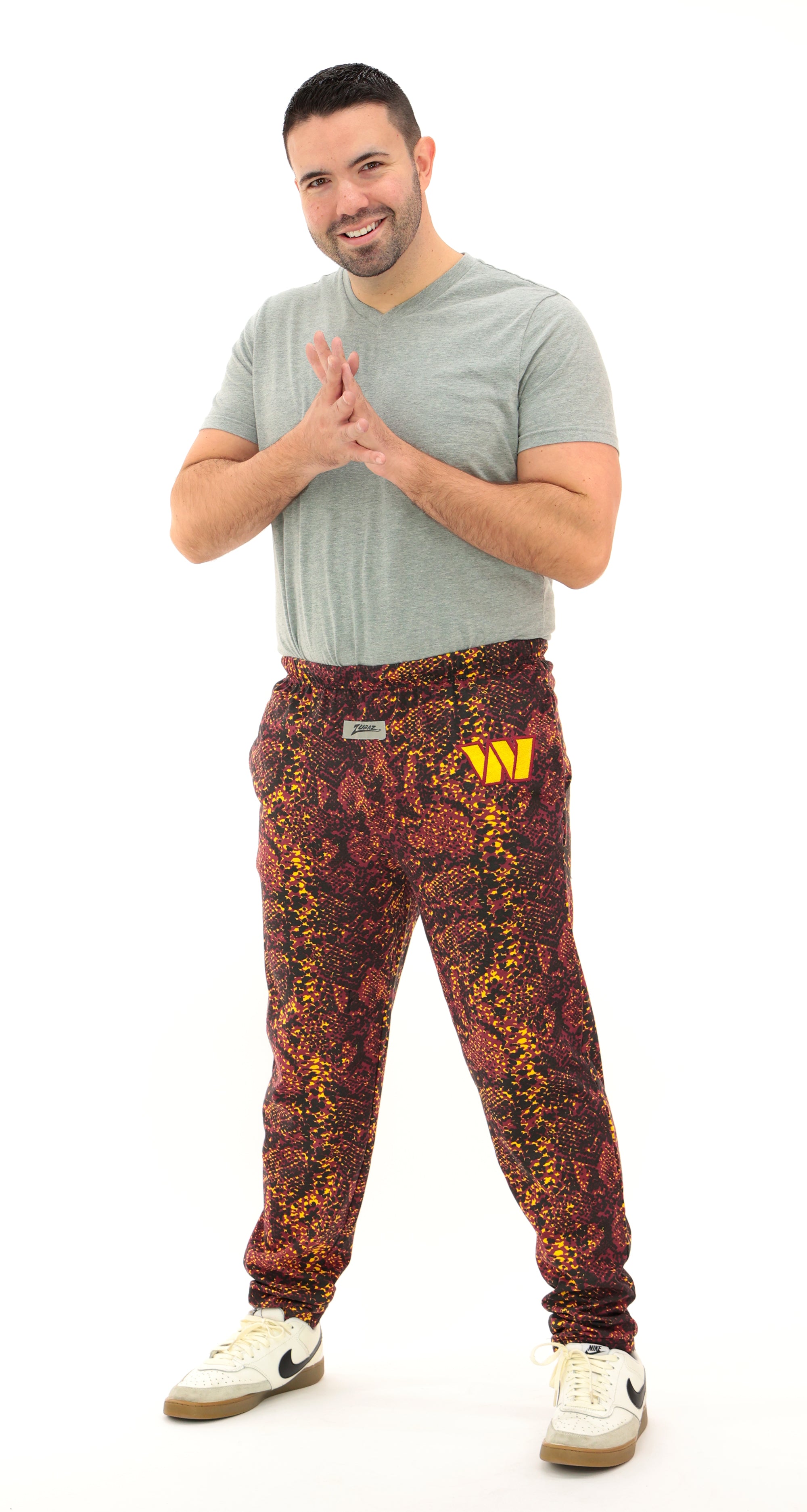 Zubaz NFL Adult Unisex for Men and Women Z88 Embroidered Post Pattern Pants, Washington Commanders