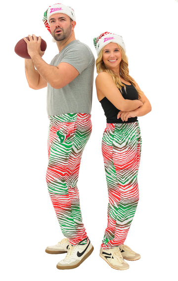 Zubaz NFL Adult Unisex Z88 Embroidered Holiday Ombre Pants, Houston Texans