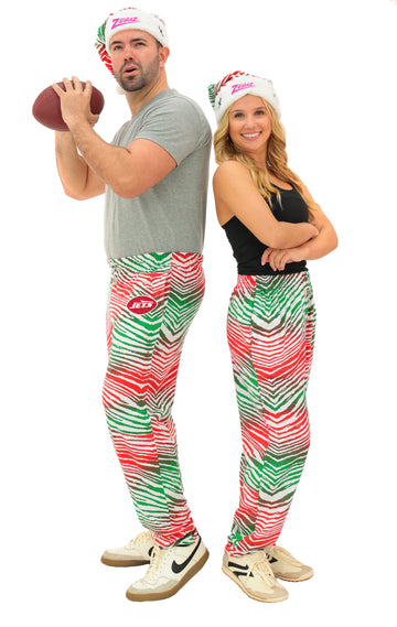 Zubaz NFL Adult Unisex Z88 Embroidered Holiday Ombre Pants, New York Jets