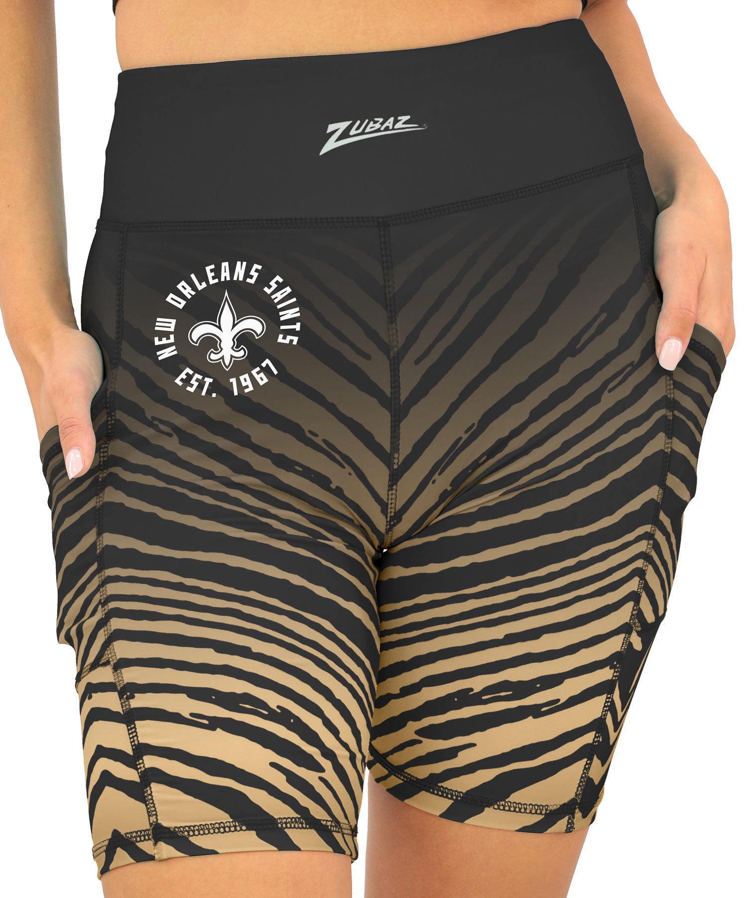 Zubaz NFL Women's Fade Biker Shorts, New Orleans Saints