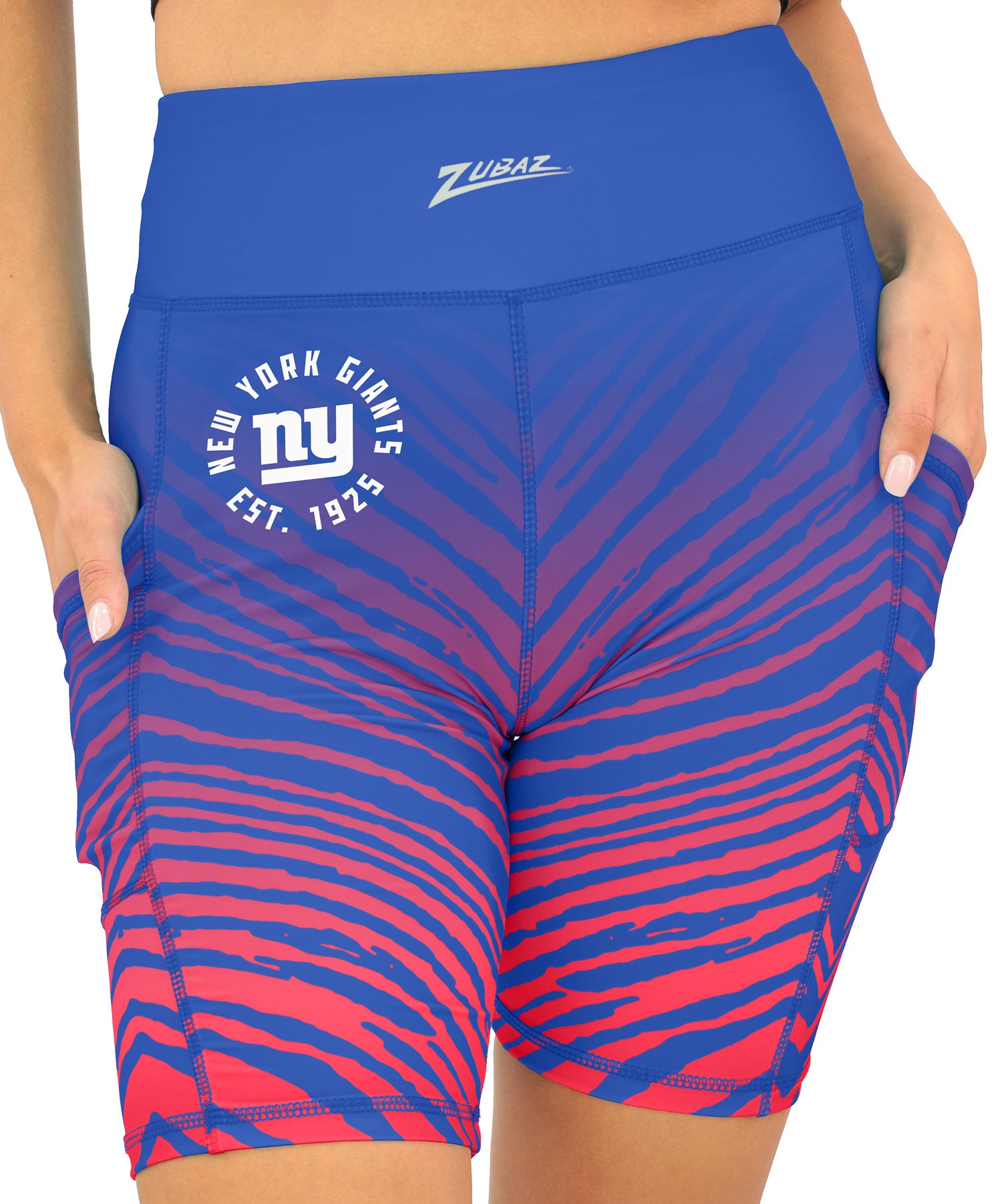 Zubaz NFL Women's Fade Biker Shorts, New York Giants