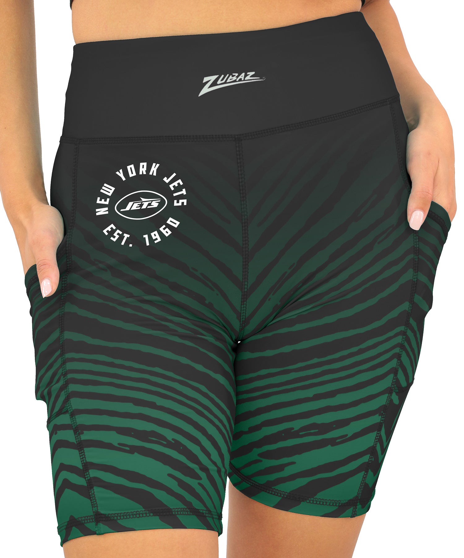 Zubaz NFL Women's Fade Biker Shorts, New York Jets