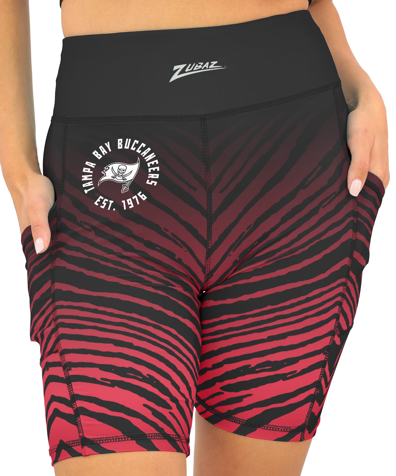 Zubaz NFL Women's Fade Biker Shorts, Tampa Bay Buccaneers