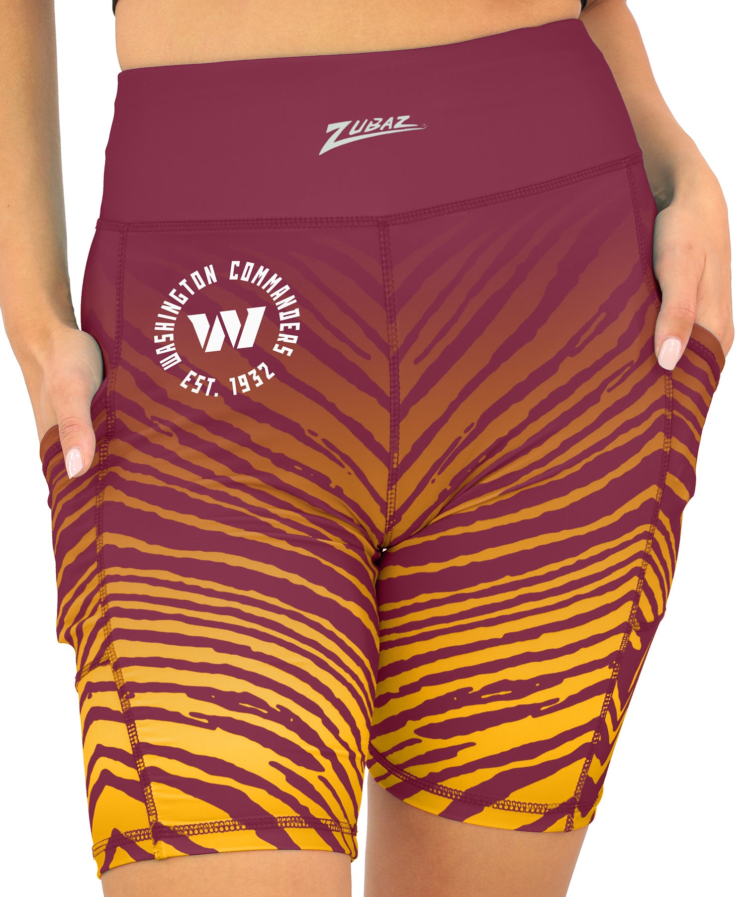 Zubaz NFL Women's Fade Biker Shorts, Washington Commanders