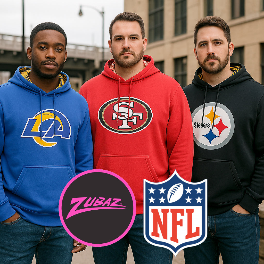 Zubaz NFL Men's New Orleans Saints Team Color Primary Logo With Zebra Hood Liner