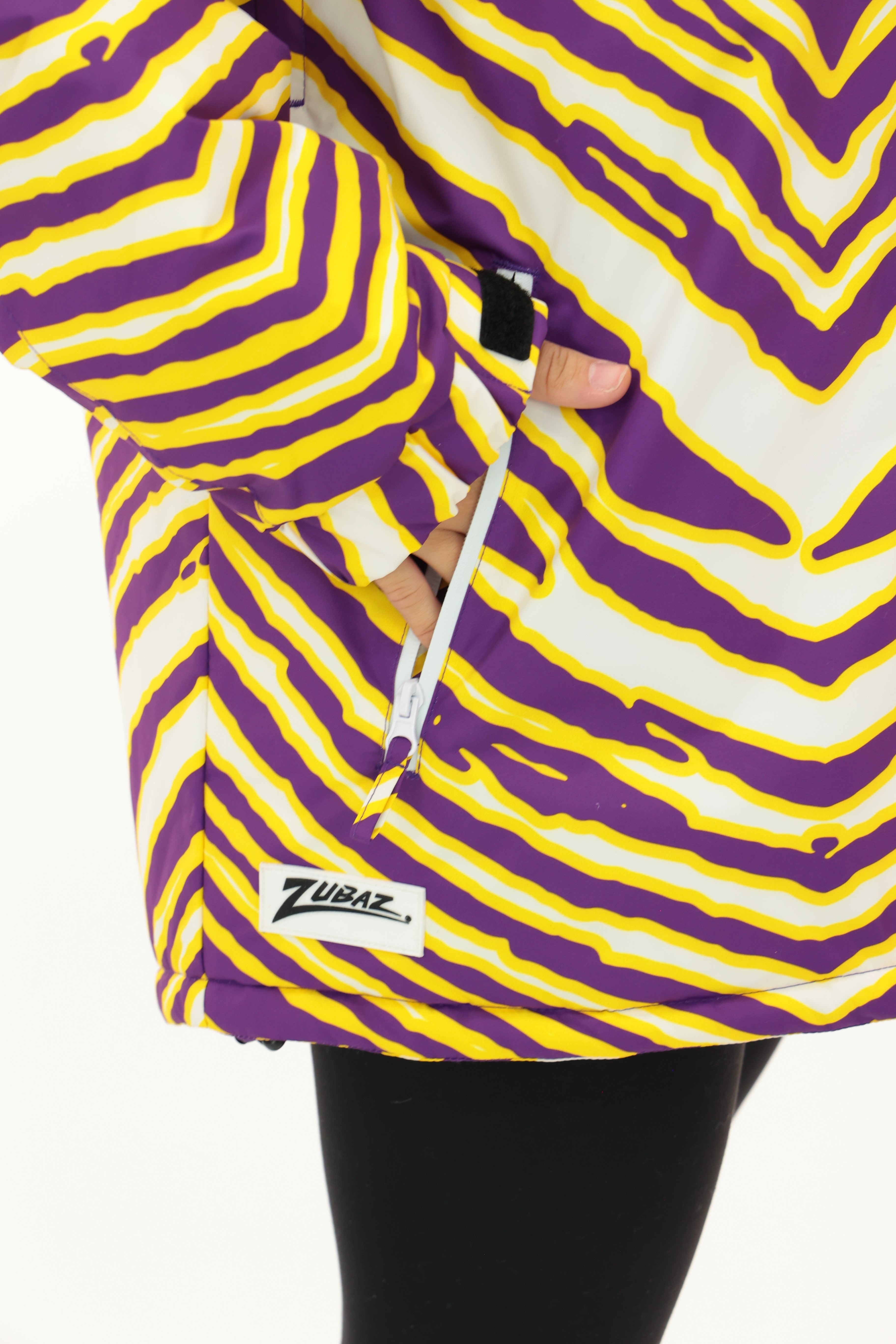 Zubaz NFL Adult Unisex Zebra Team Color Bleacher Blazer Snow Jacket, Baltimore Ravens