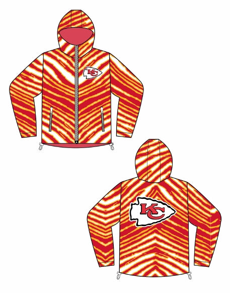 Zubaz NFL Adult Unisex Zebra Team Color Bleacher Blazer Snow Jacket, Kansas City Chiefs