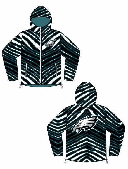 Zubaz NFL Adult Unisex Zebra Team Color Bleacher Blazer Snow Jacket, Philadelphia Eagles