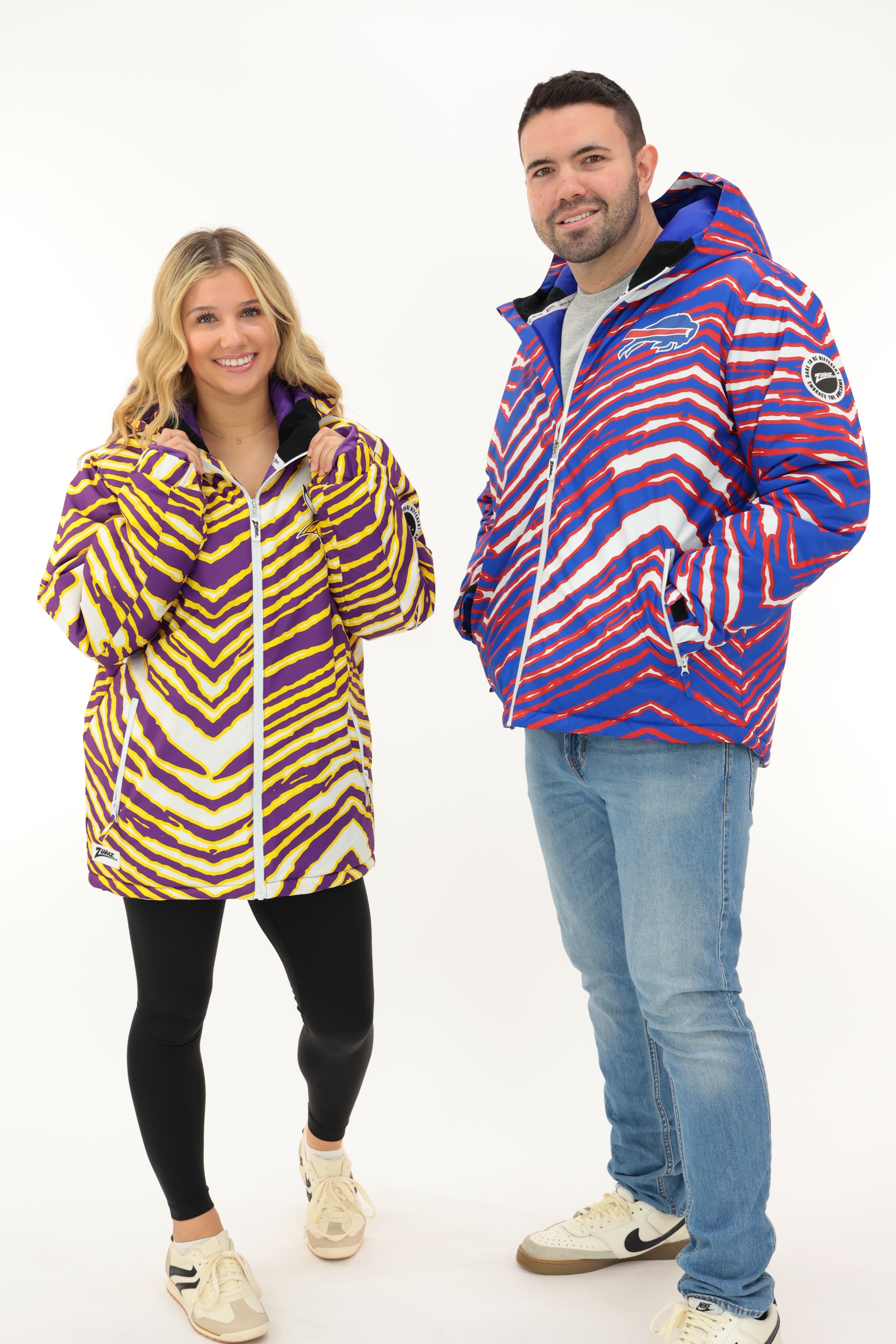 Zubaz NFL Adult Unisex Zebra Team Color Bleacher Blazer Snow Jacket, D