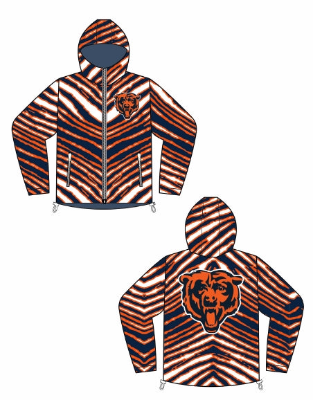 Zubaz NFL Kids Unisex Zebra Team Color Bleacher Blazer Jr Snow Jacket, Chicago Bears