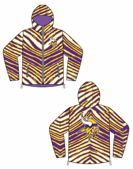 Zubaz NFL Kids Unisex Zebra Team Color Bleacher Blazer Jr Snow Jacket, Minnesota Vikings