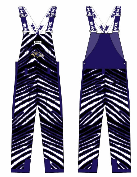 Zubaz NFL Kids Unisex Zebra Team Color Blizzard Snow Bib Jr, Baltimore Ravens