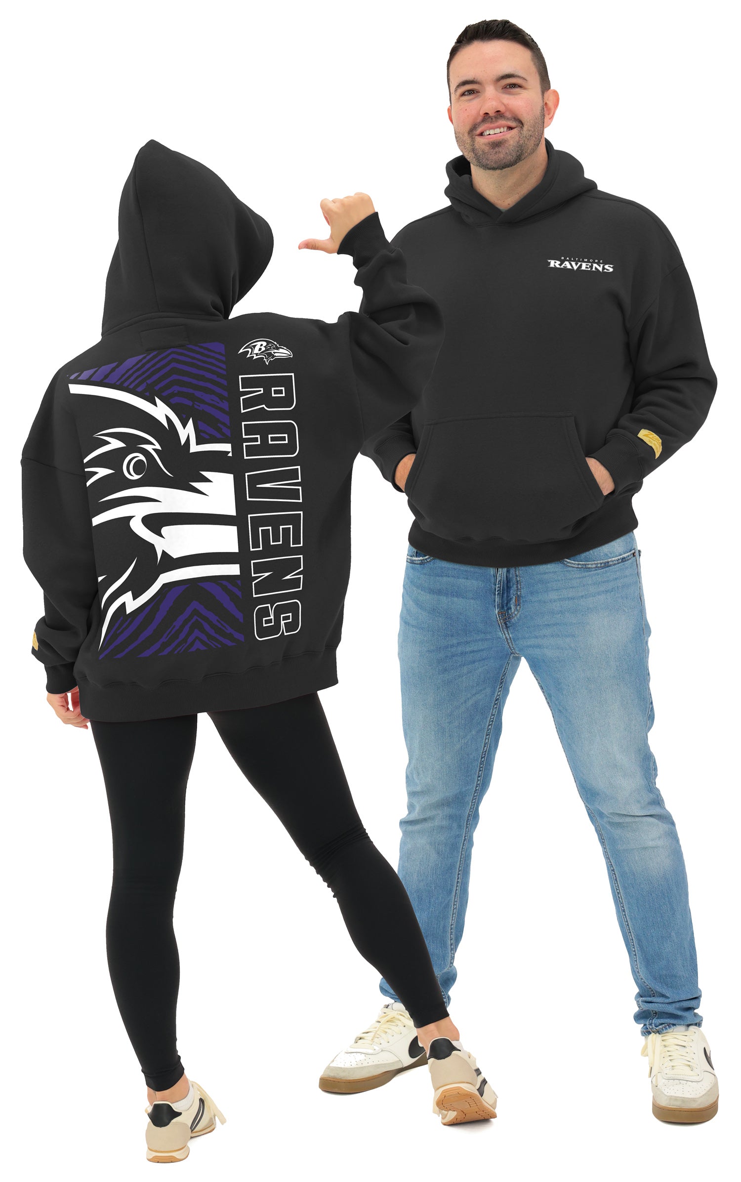 Zubaz NFL   90s Drop Shoulder Hoodie -MVP, BALTIMORE RAVENS - Official NFL Ravens Zubaz Apparel (12 of 12)
