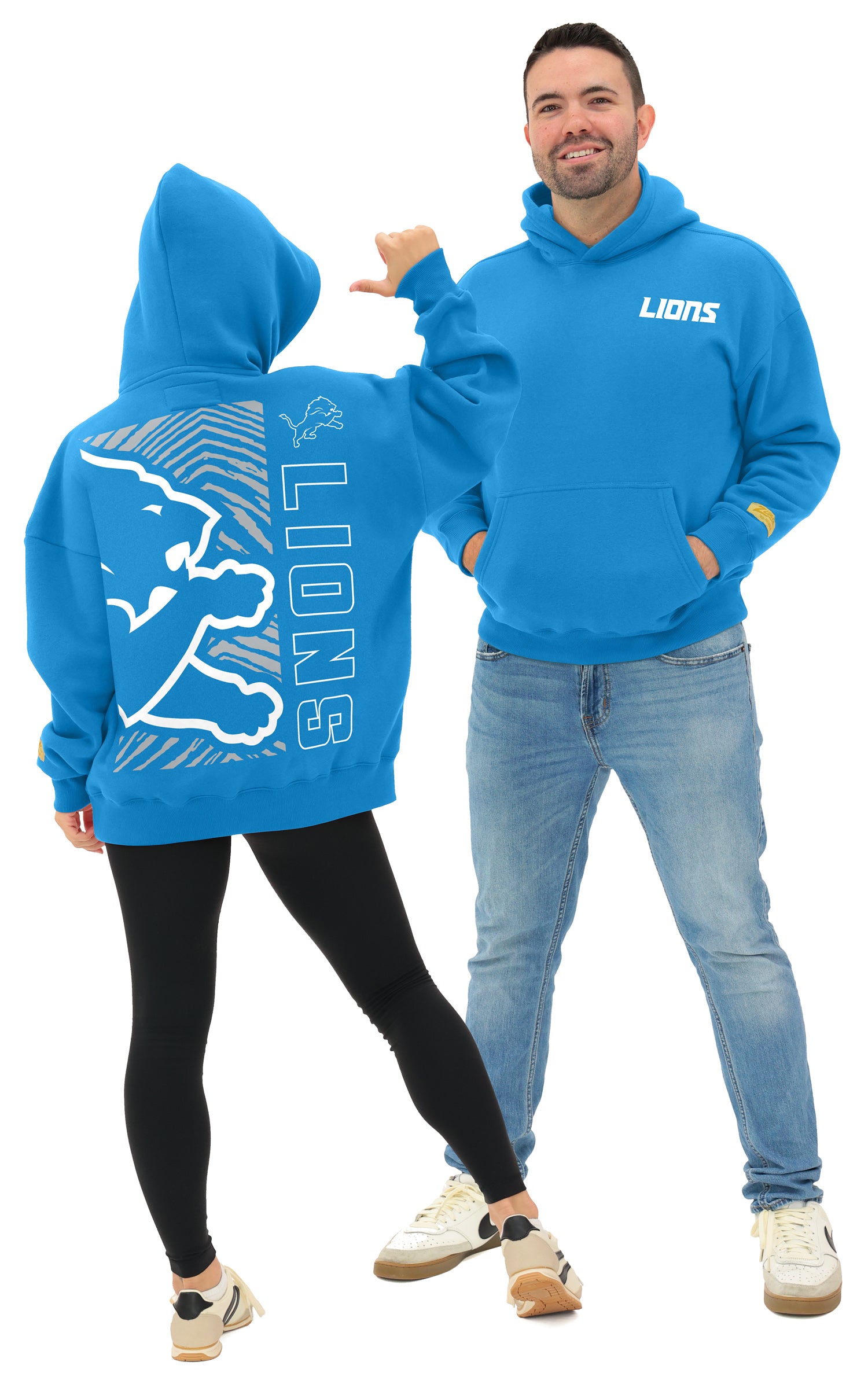 Zubaz NFL   90s Drop Shoulder Hoodie -MVP, DETROIT LIONS