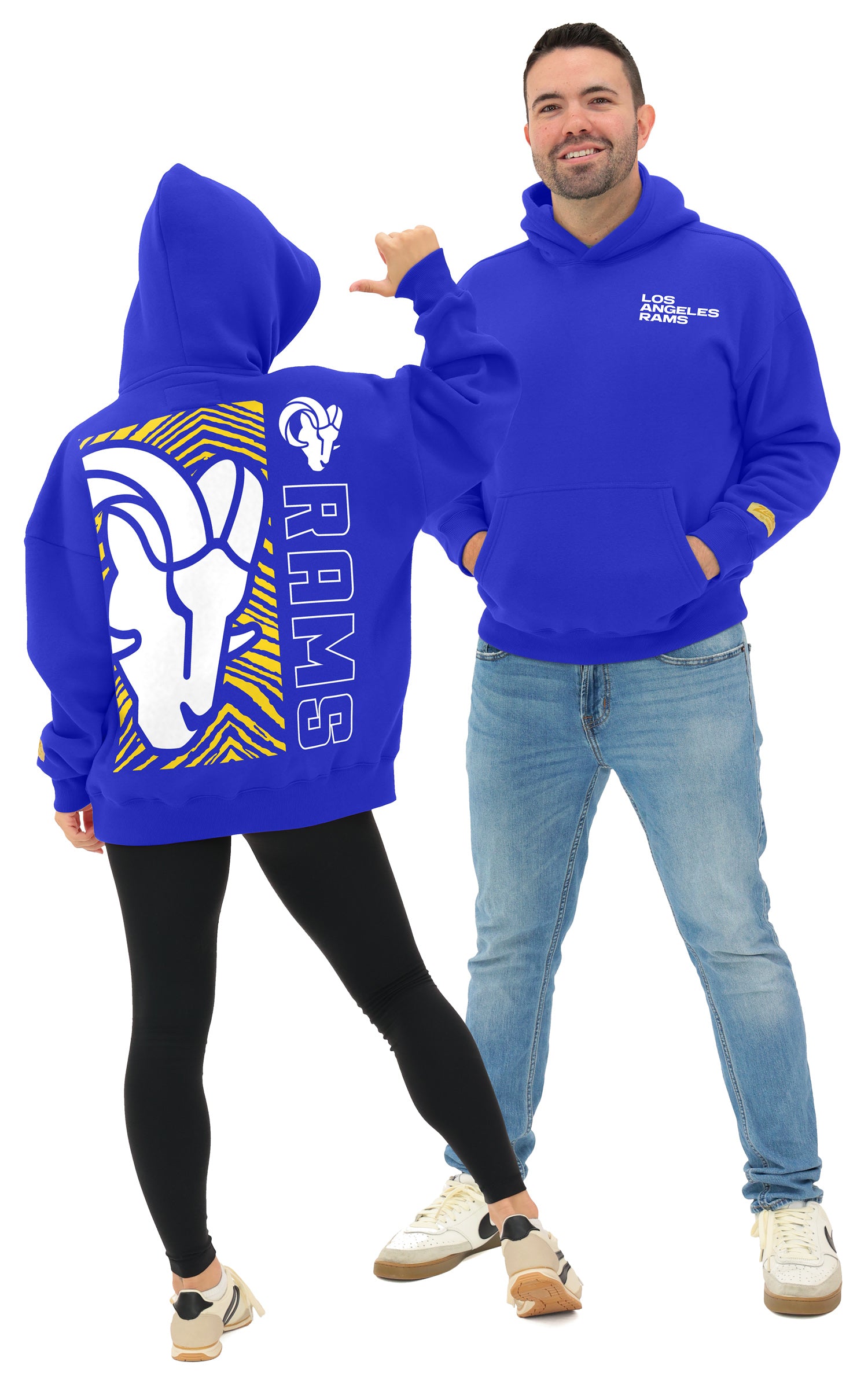 Zubaz NFL   90s Drop Shoulder Hoodie -MVP, LOS ANGELES RAMS