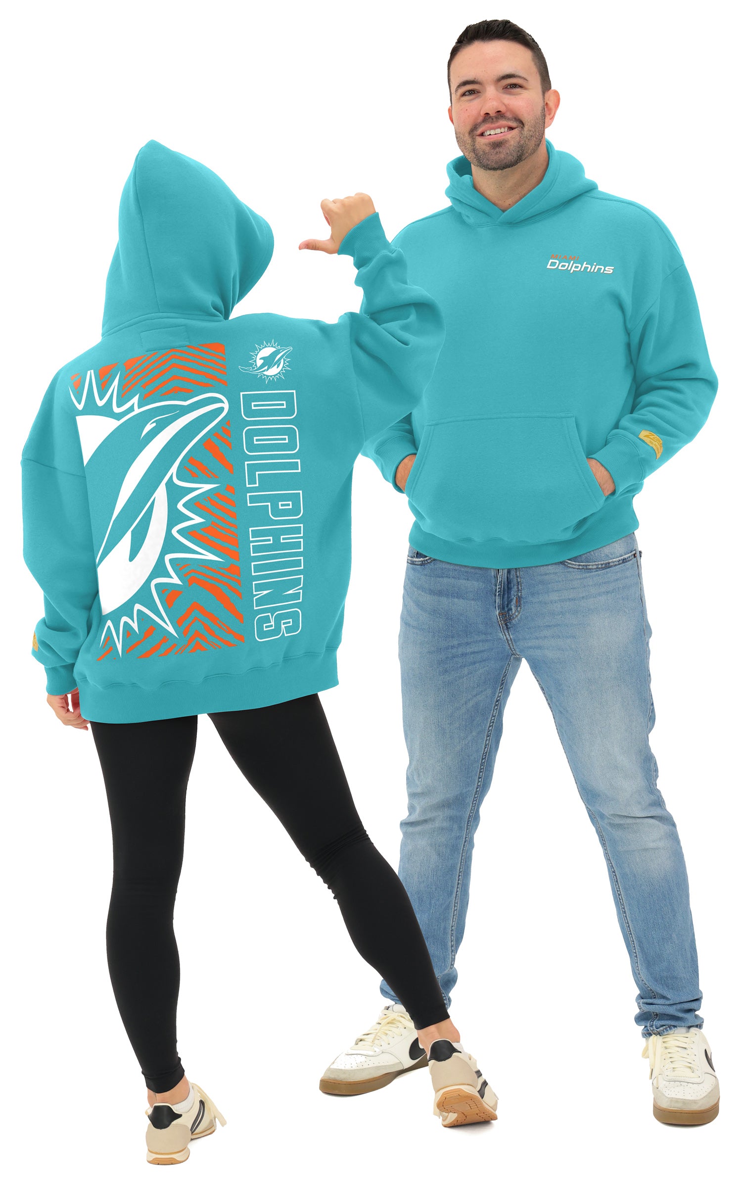Zubaz NFL   90s Drop Shoulder Hoodie -MVP, MIAMI DOLPHINS
