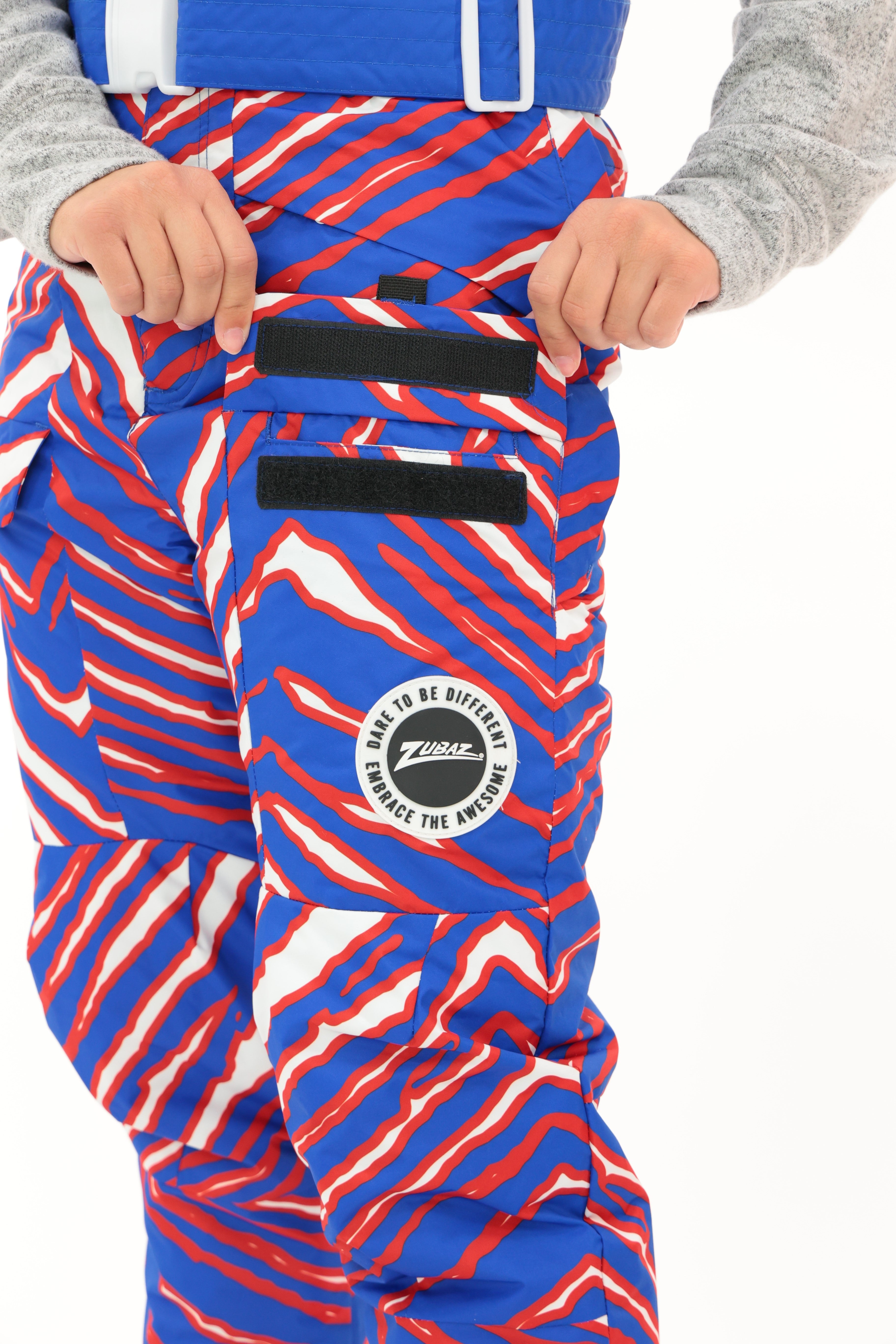 Zubaz NFL Adult Unisex Zebra Team Color Blizzard Snow Bib, Detroit Lions
