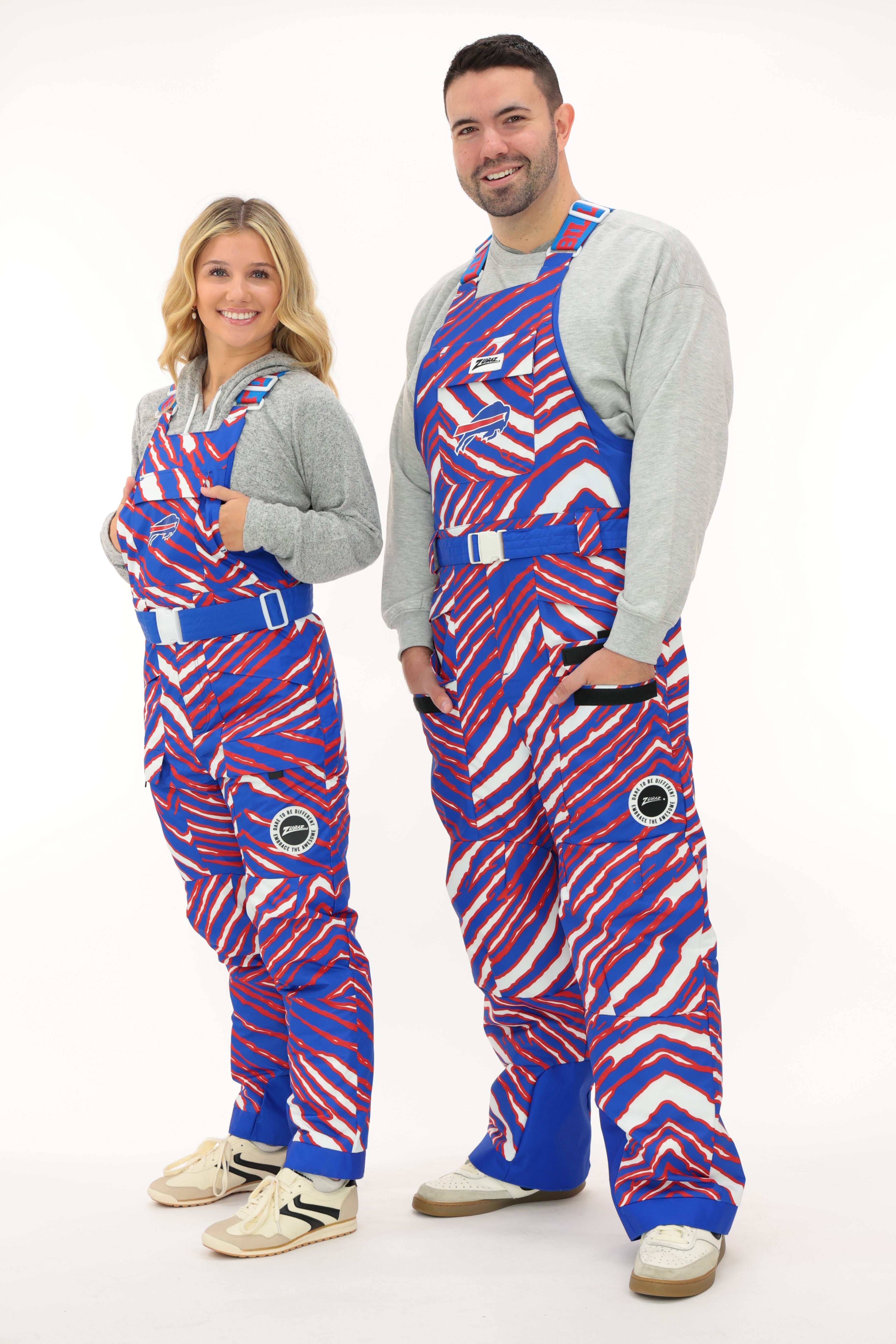 Zubaz NFL Kids Unisex Zebra Team Color Blizzard Snow Bib Jr, Detroit Lions