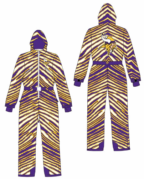 Zubaz NFL Kids Unisex Zebra Team Color Tundra Tux Snowsuit Jr, Minnesota Vikings
