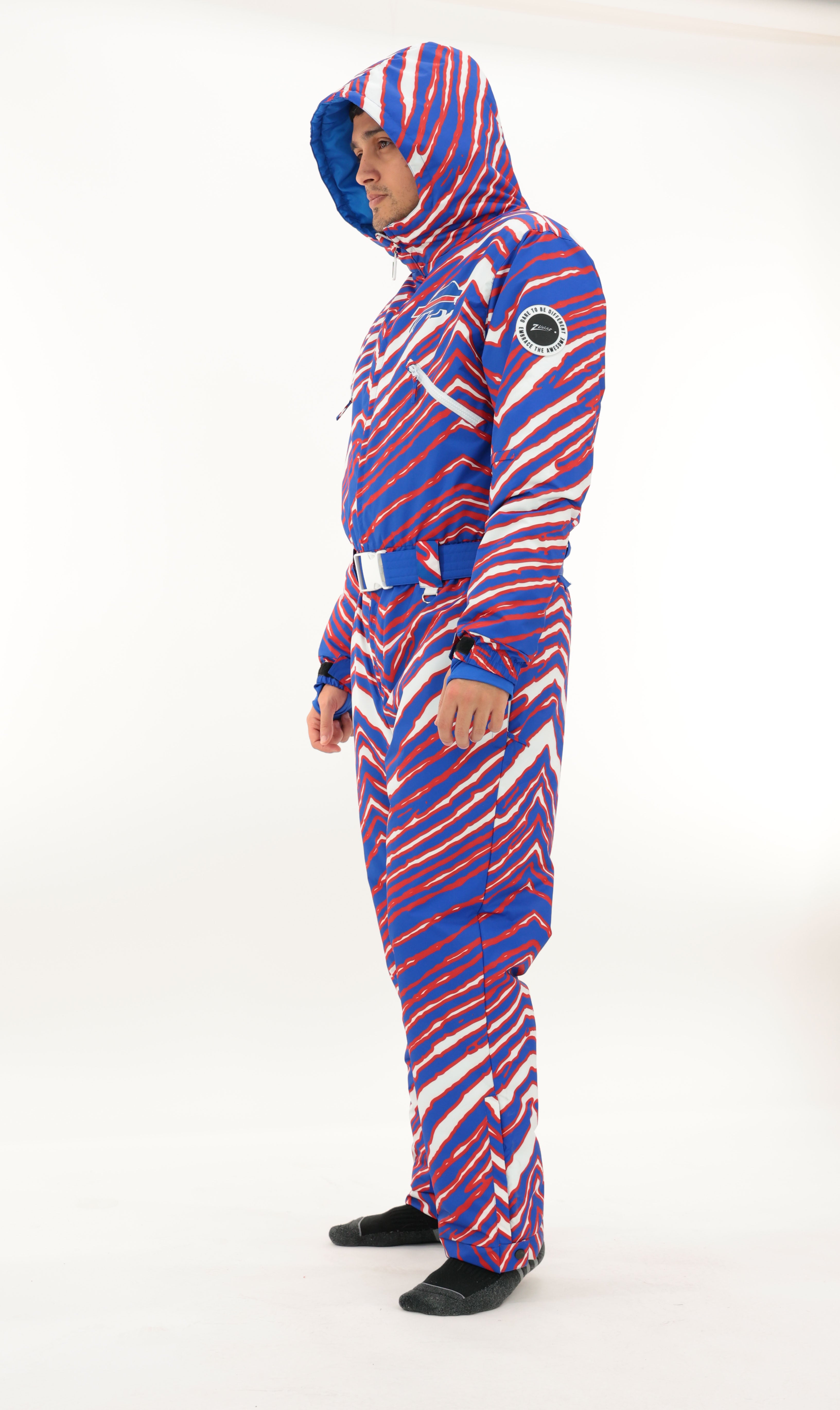 Zubaz NFL Adult Unisex Zebra Team Color Tundra Tux Snowsuit, Cleveland Browns