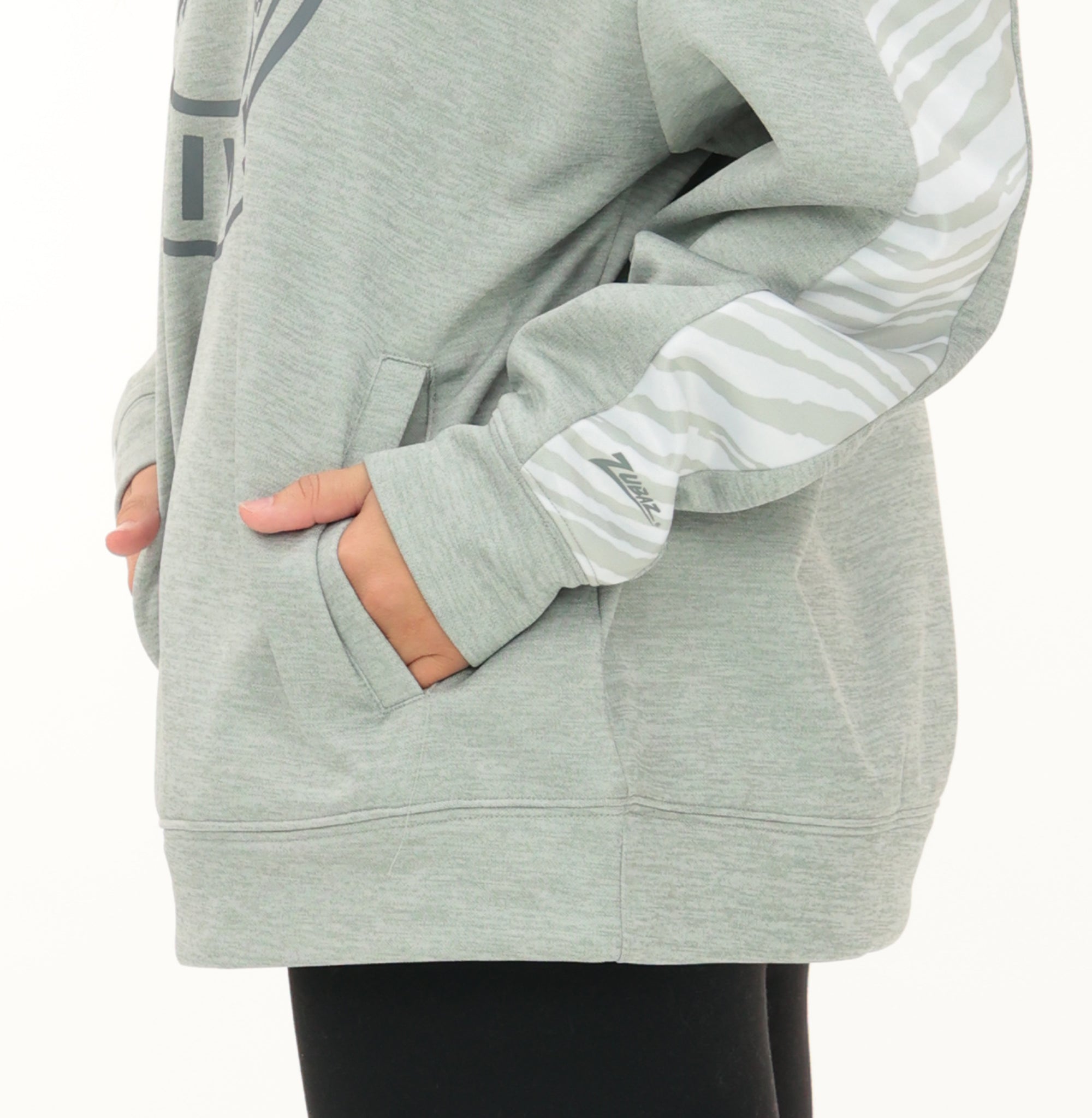 Zubaz NFL   Women's Offense 2 Color Tonal Zebra Arm Panels Crewneck with Pockets, ATLANTA FALCONS