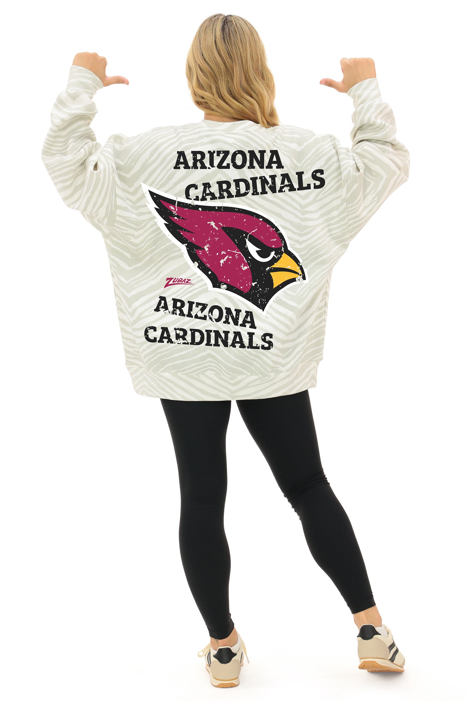 Zubaz NFL   90's All Over Zebra Crewneck Sweatshirt – Full Back, ARIZONA CARDINALS