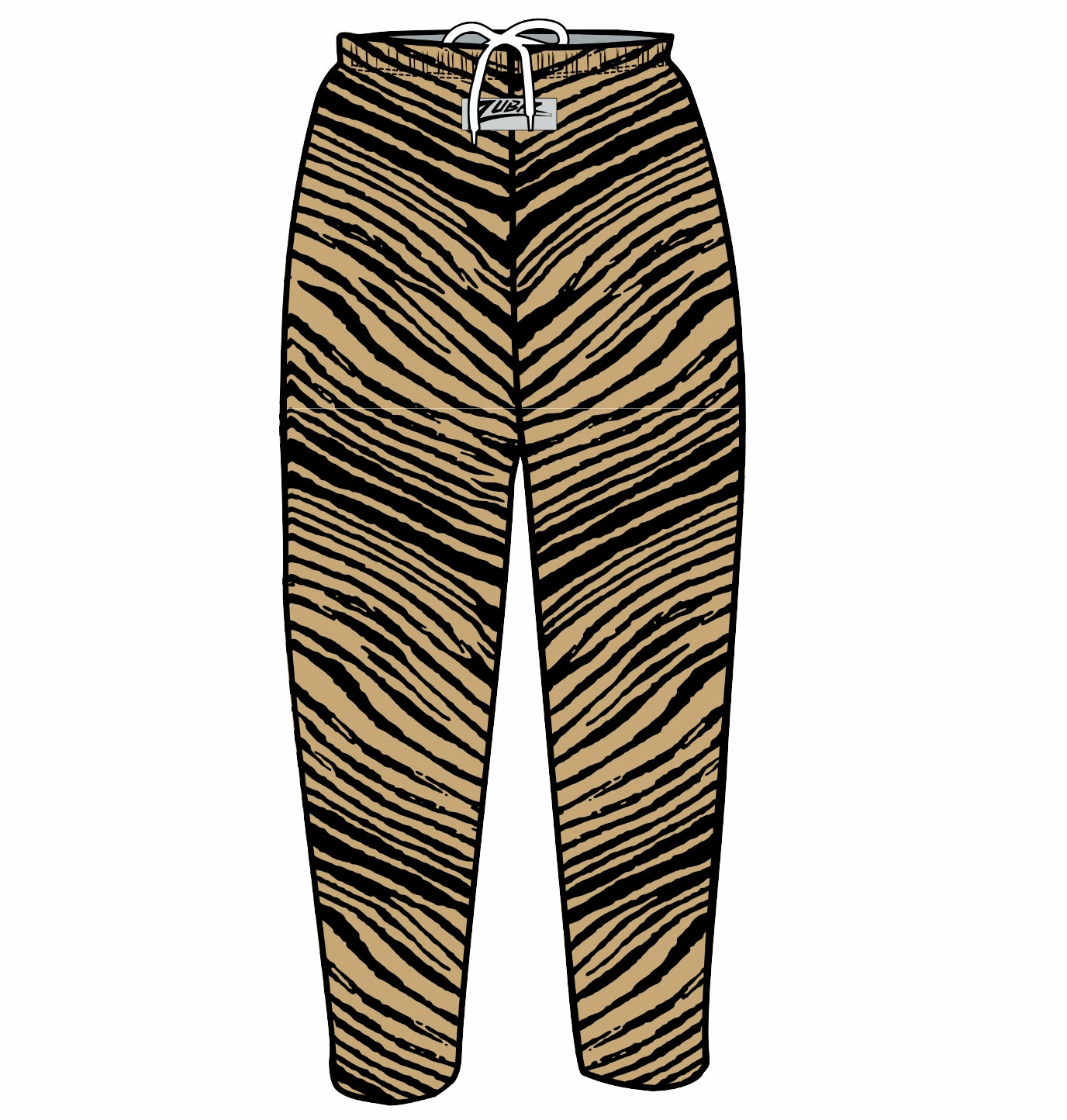 Zubaz Adult Unisex Z88 2 Color Zebra Pants, BLACK/TAN