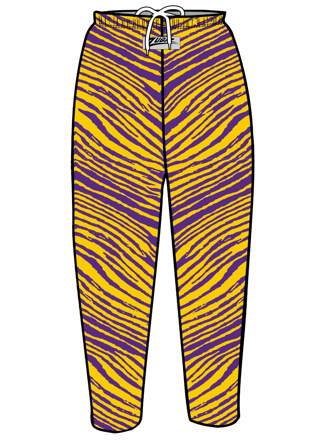 Zubaz Adult Unisex Z88 2 Color Zebra Pants, Purple/Yellow