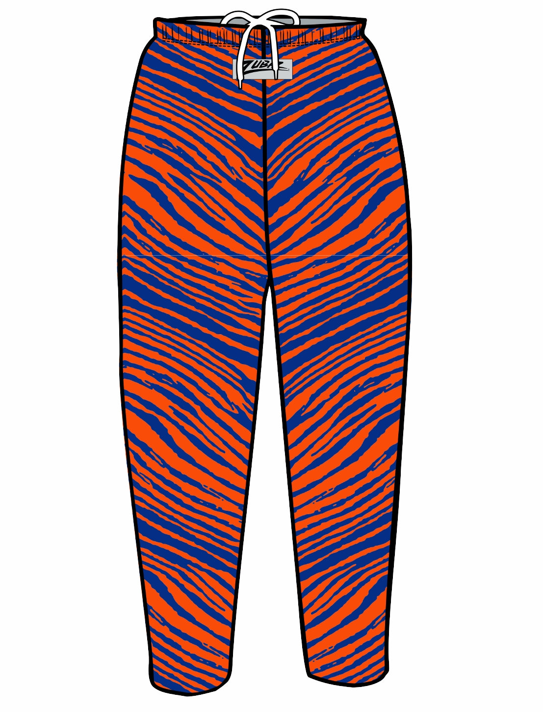 Zubaz Adult Unisex Z88 2 Color Zebra Pants, ROYAL/ORANGE