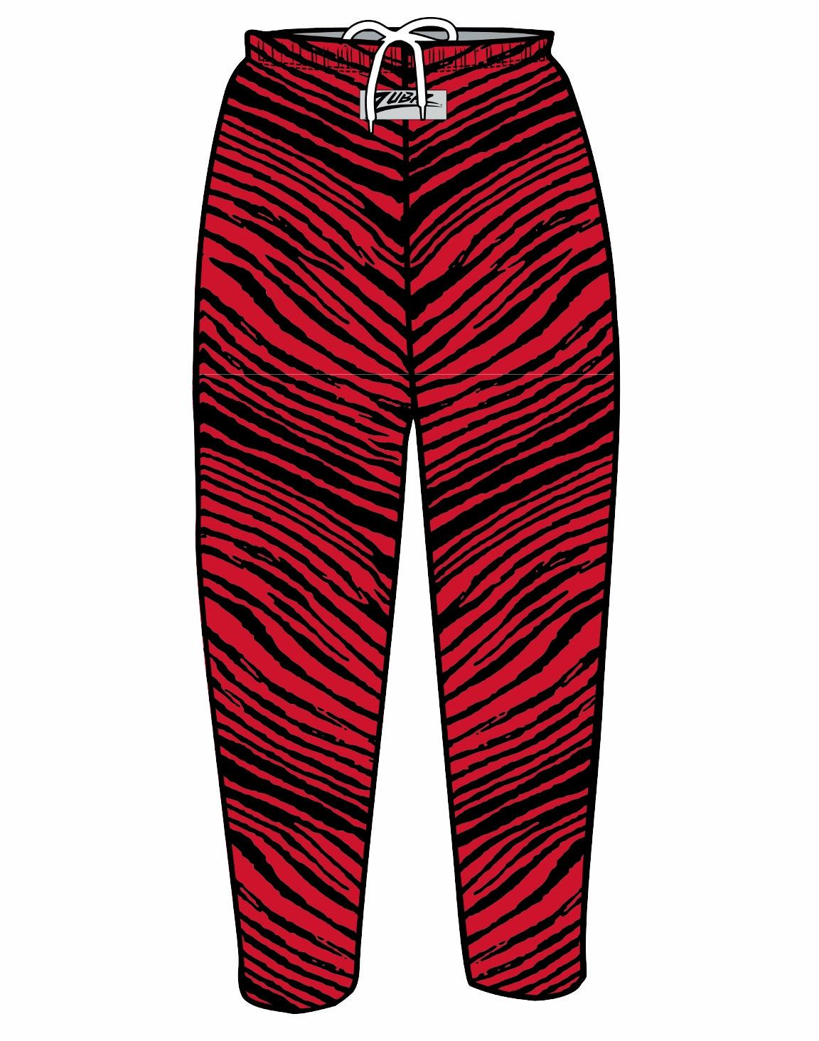 Zubaz Youth Unisex Z88 2 Color Zebra Pant, BLACK/RED
