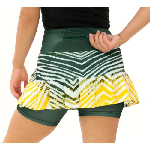 Zubaz NFL Women's Zebra Ombre Skort Team Primary Logo, Green Bay Packers