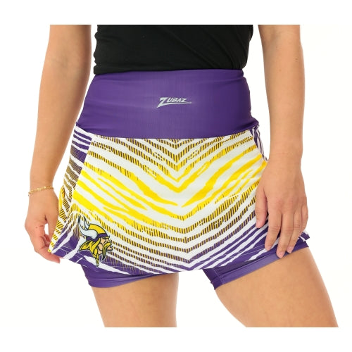 Zubaz NFL Women's Zebra Ombre Skort Team Primary Logo, Minnesota Vikings