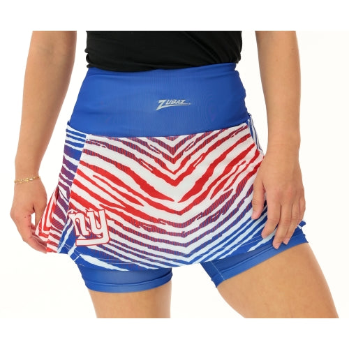 Zubaz NFL Women's Zebra Ombre Skort Team Primary Logo, New York Giants