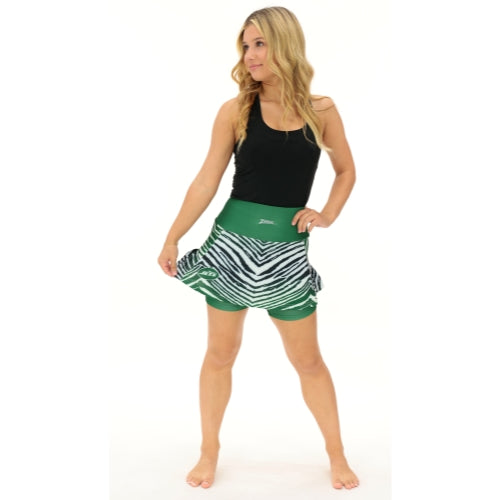 Zubaz NFL Women's Zebra Ombre Skort Team Primary Logo, New York Jets