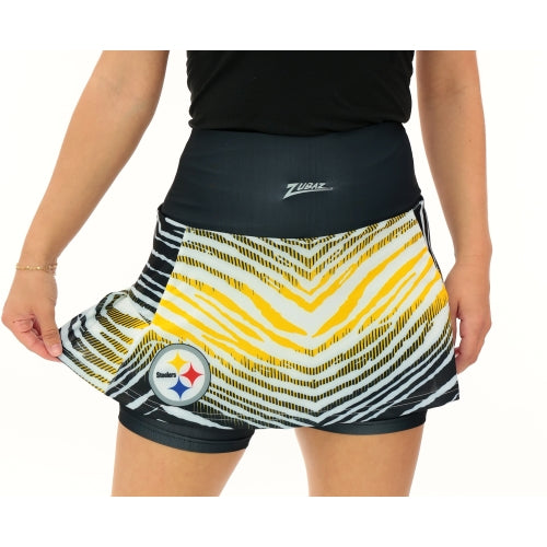 Zubaz NFL Women's Zebra Ombre Skort Team Primary Logo, Pittsburgh Steelers
