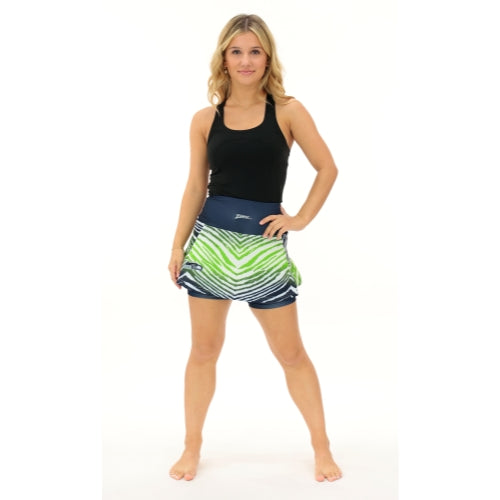 Zubaz NFL Women's Zebra Ombre Skort Team Primary Logo, Seattle Seahawks