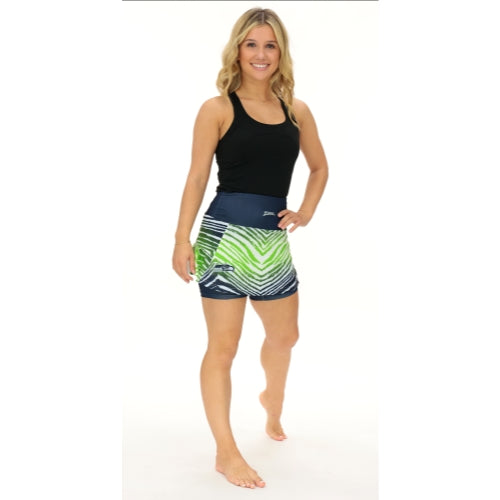 Zubaz NFL Women's Zebra Ombre Skort Team Primary Logo, Seattle Seahawks