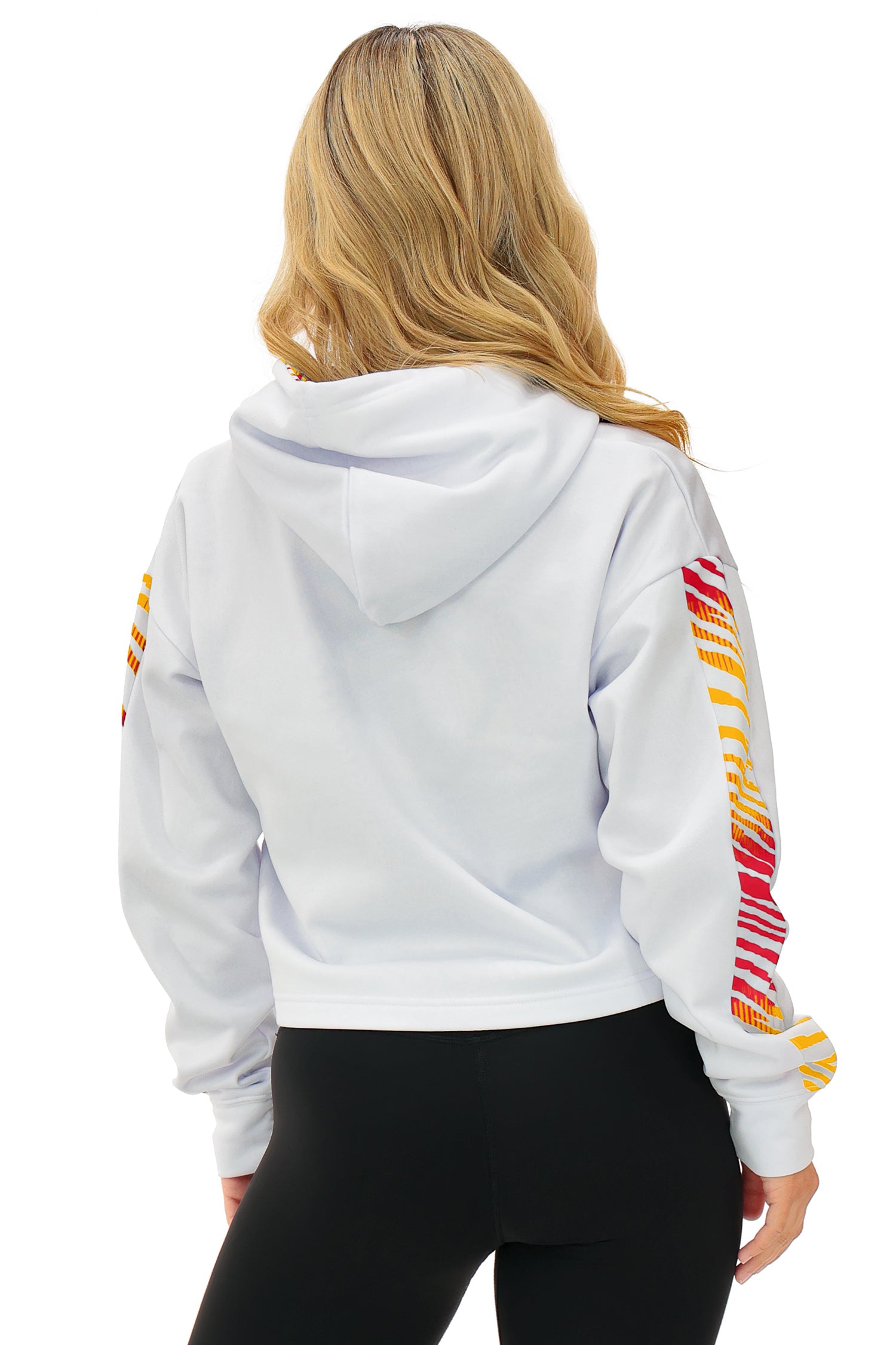 Zubaz NFL   Women's Linebacker Zebra Ombre Crop Top Hoodie, KANSAS CITY CHIEFS