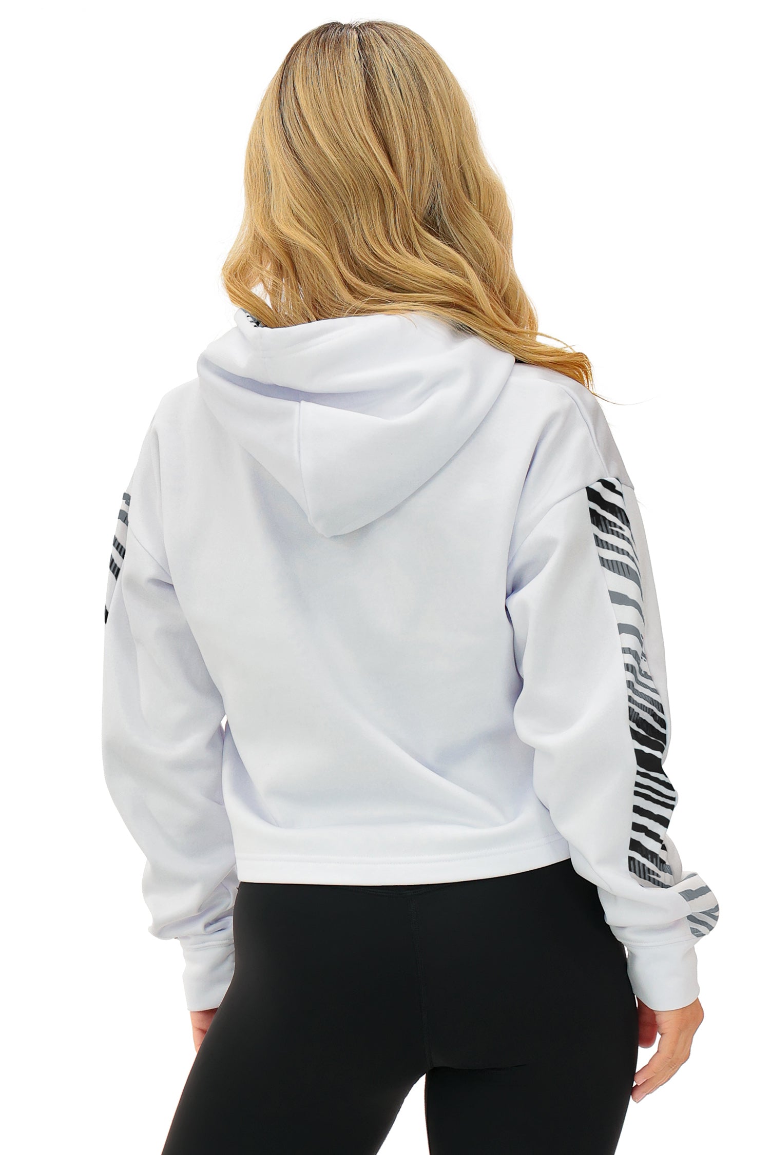Zubaz NFL Women's Linebacker Zebra Ombre Crop Top Hoodie, LAS VEGAS RAIDERS