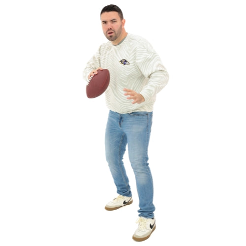 Zubaz NFL   90's All Over Zebra Crewneck Sweatshirt – Full Back, BALTIMORE RAVENS - Official NFL Ravens Zubaz Apparel (4 of 7