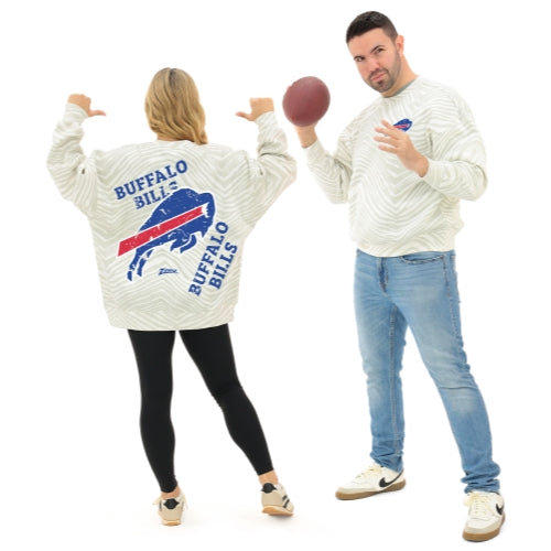 Zubaz NFL 90's All Over Zebra Crewneck Sweatshirt – Full Back, BUFFALO