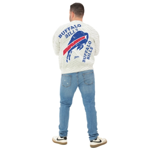 Zubaz NFL   90's All Over Zebra Crewneck Sweatshirt – Full Back, BUFFALO BILLS