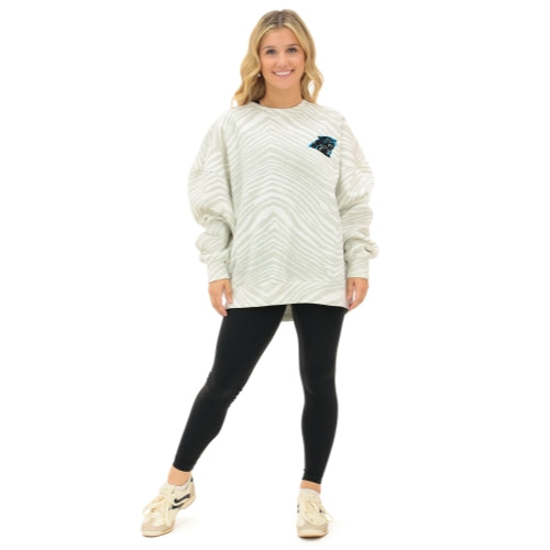 Zubaz NFL 90s All Over Zebra Crewneck Sweatshirt – Full Back, CAROLINA