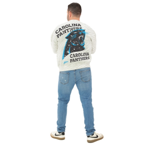Zubaz NFL   90's All Over Zebra Crewneck Sweatshirt – Full Back, CAROLINA PANTHERS