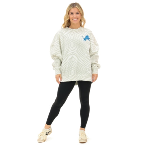 Zubaz NFL   90's All Over Zebra Crewneck Sweatshirt – Full Back, DETROIT LIONS